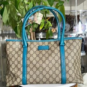 Authentic Gucci brown and Blue Tote Bag